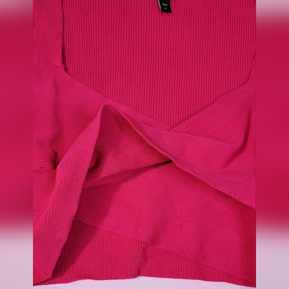 Vibrant Pink Long Sleeve Crop Top with Cut-Out Style - Picture 15 of 16